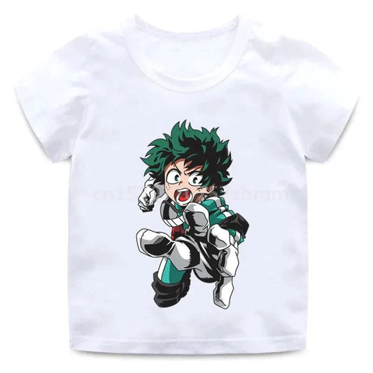 T-Shirt Enfant My Hero Academia Izuku Fight Fille Garçon BLANC