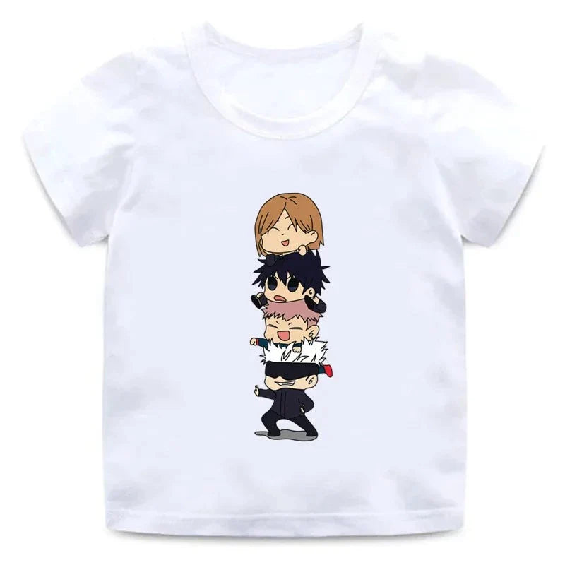 T-Shirt Enfant Manga Jujutsu Kaisen Fille Garçon BLANC
