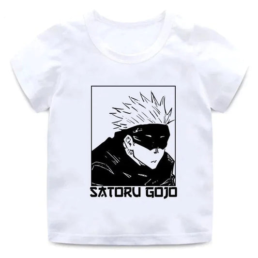 T-Shirt Enfant Jujutsu Kaisen Satoru Gojo Fille Garçon BLANC